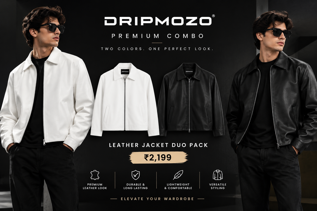 Dripmozo White & Black Leather Jacket Combo