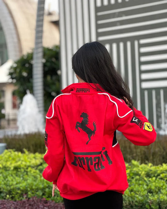 Ferrari Racing Fleece Jacket – Red Premium Motorsport Zip-Up Jacket.
