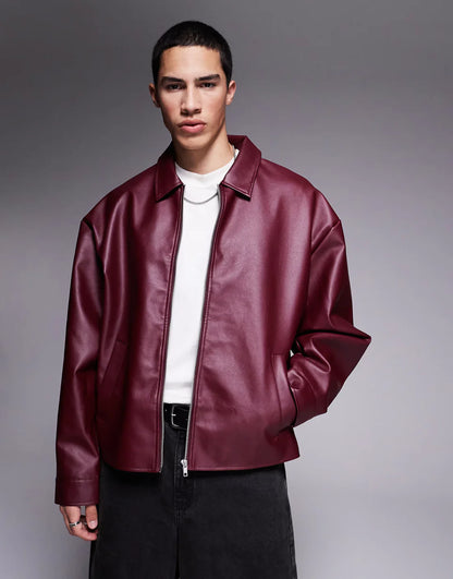 DripMozo Premium maroon Leather Jacket | Classic Streetwear Collection