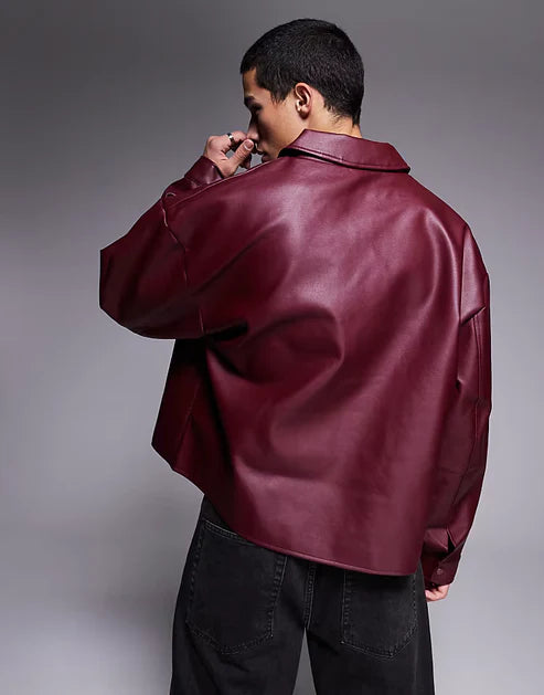 DripMozo Premium maroon Leather Jacket | Classic Streetwear Collection