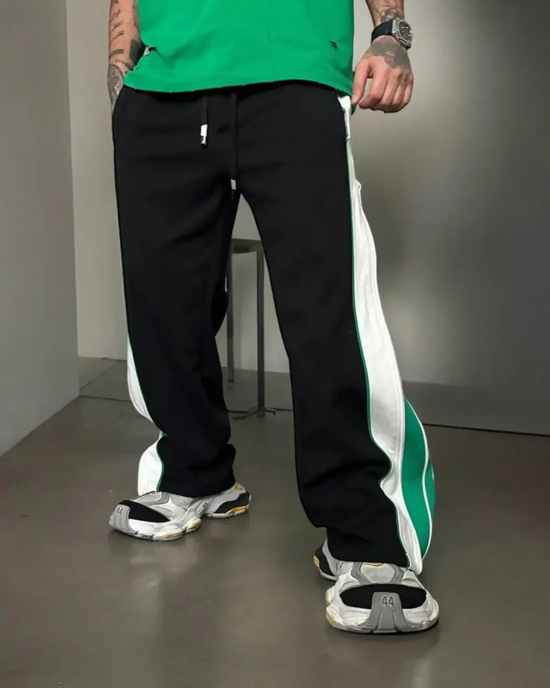 Dripmozo Green & Black Premium Track Lower | Comfortable Streetwear Joggers