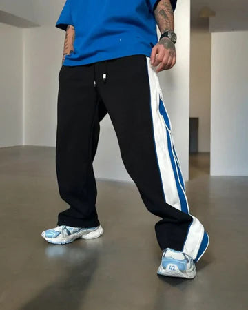 Dripmozo Blue & Black Premium Track Lower | Comfortable Streetwear Joggers