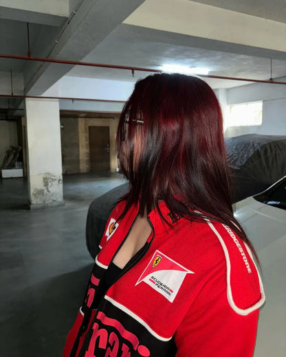 Ferrari Racing Fleece Jacket – Red Premium Motorsport Zip-Up Jacket.