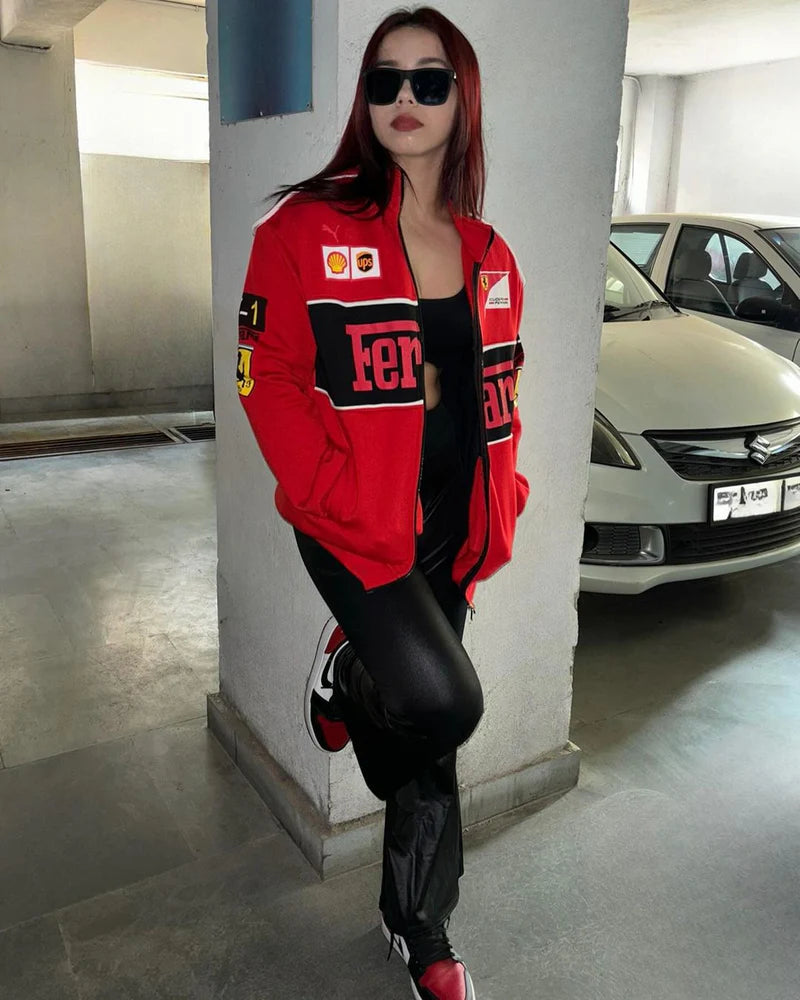 Ferrari Racing Fleece Jacket – Red Premium Motorsport Zip-Up Jacket.