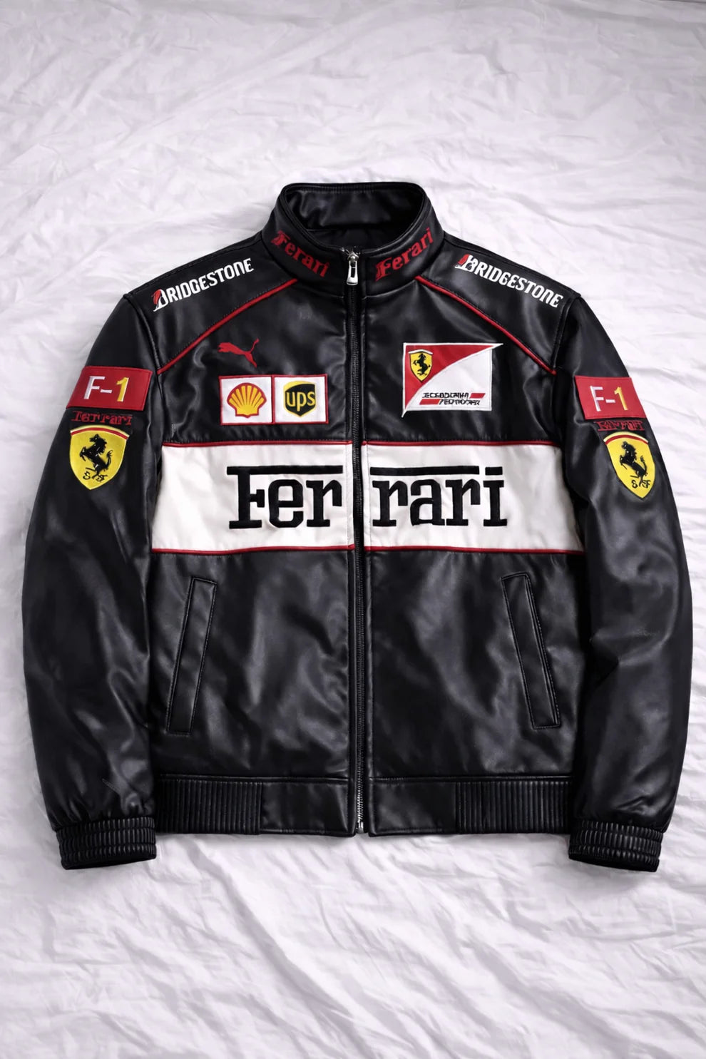 Ferrari Premium Leather Racing Jacket | Motorsport Streetwear Edition