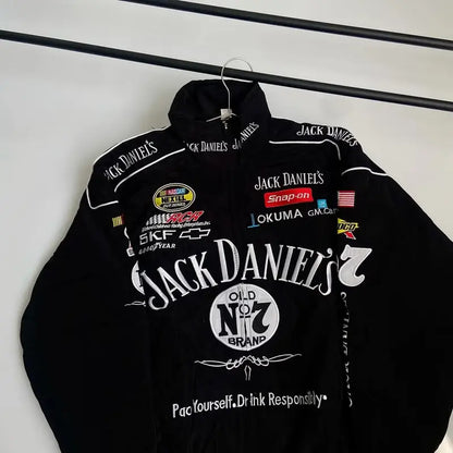 F1 Jack Daniel's Embroidered Racing  Oversized Jacket – Premium Streetwear Zip-Up | Dripmozo.