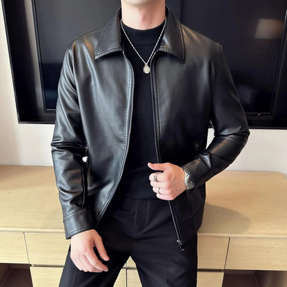 Dripmozo Men’s Premium Black Faux Leather Jacket – Classic Oversized Fit