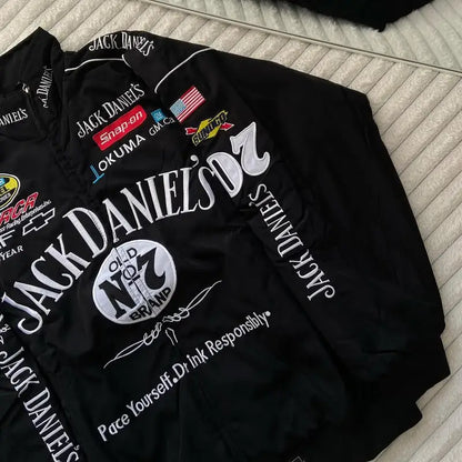 F1 Jack Daniel's Embroidered Racing  Oversized Jacket – Premium Streetwear Zip-Up | Dripmozo.