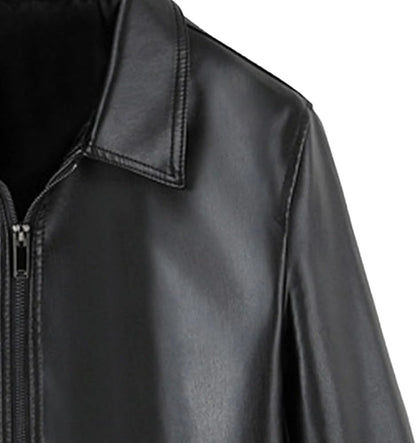 Dripmozo Men’s Premium Black Faux Leather Jacket – Classic Oversized Fit