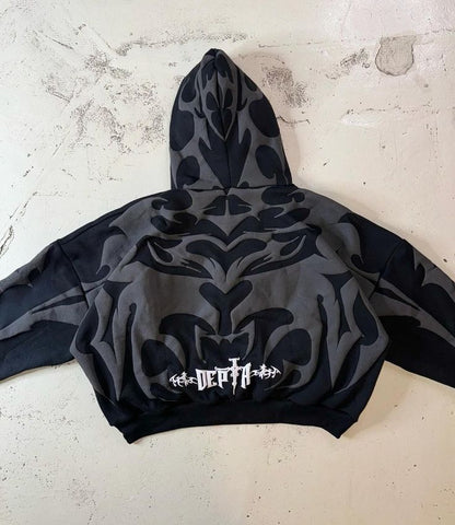 Dripmozo Premium Black Puff Print Oversized Hoodie | Unisex Streetwear