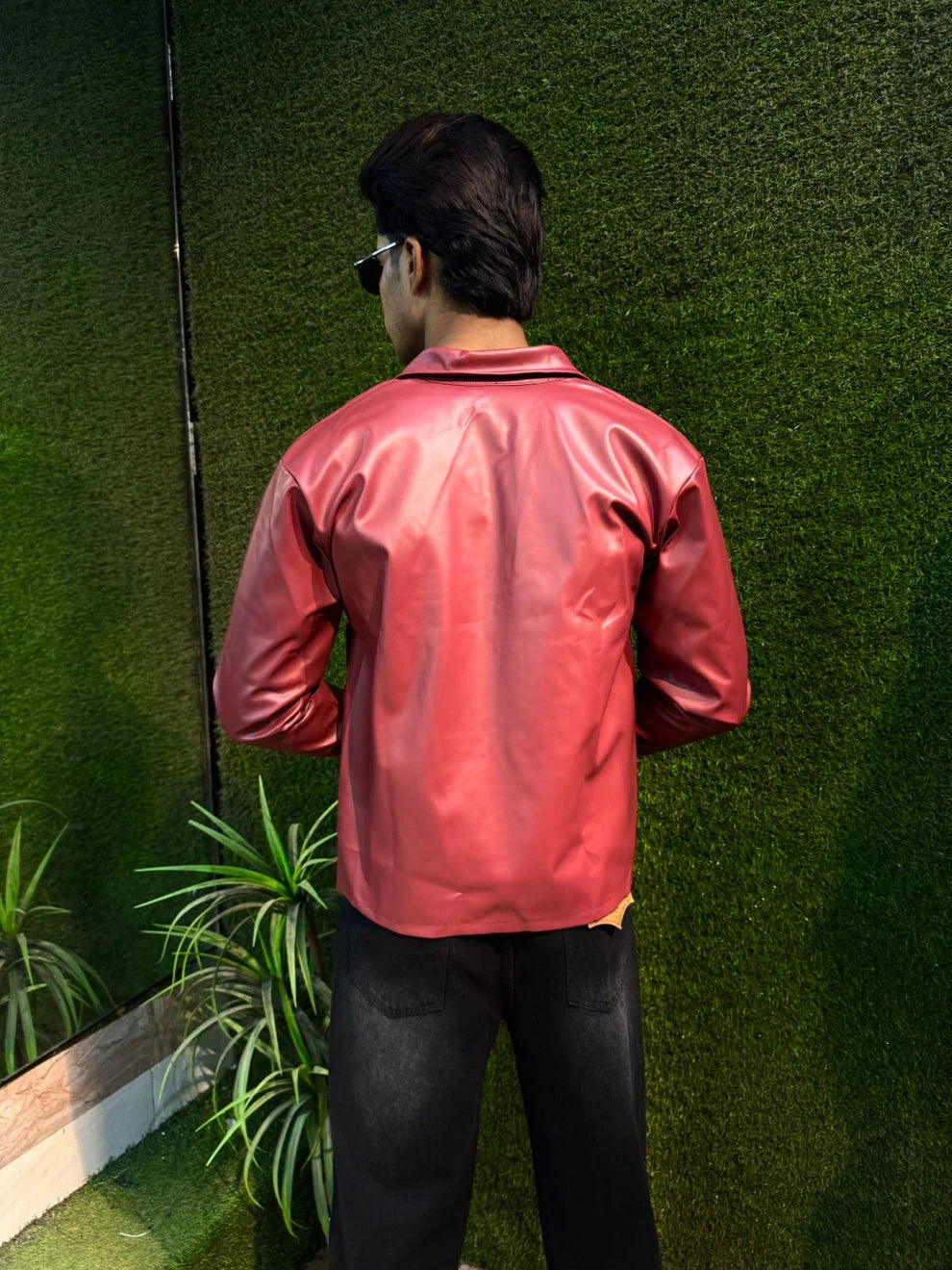 Dripmozo Men’s Premium Maroon Leather Jacket – Modern Fit.