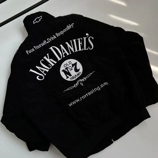 F1 Jack Daniel's Embroidered Racing  Oversized Jacket – Premium Streetwear Zip-Up | Dripmozo.