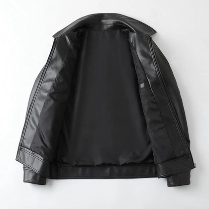 Dripmozo Men’s Premium Black Faux Leather Jacket – Classic Oversized Fit