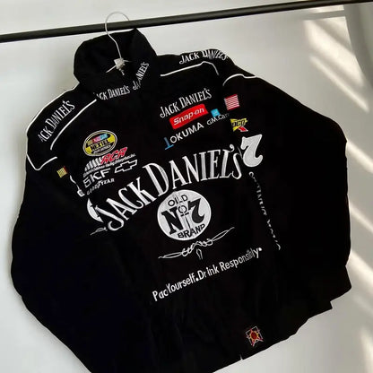 F1 Jack Daniel's Embroidered Racing  Oversized Jacket – Premium Streetwear Zip-Up | Dripmozo.