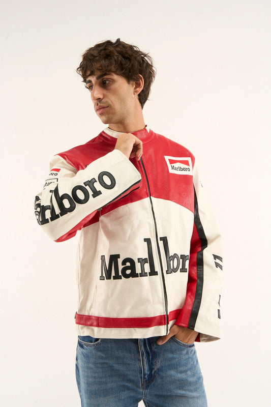 **DripMozo Marlboro Inspired Racing Jacket | Premium Vintage Motorsport Streetwear**
