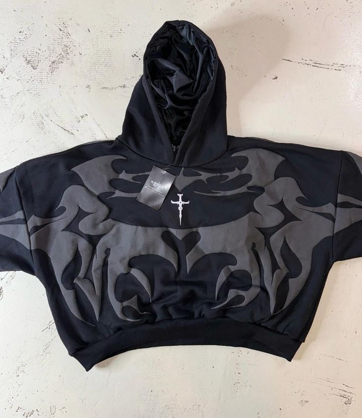 Dripmozo Premium Black Puff Print Oversized Hoodie | Unisex Streetwear