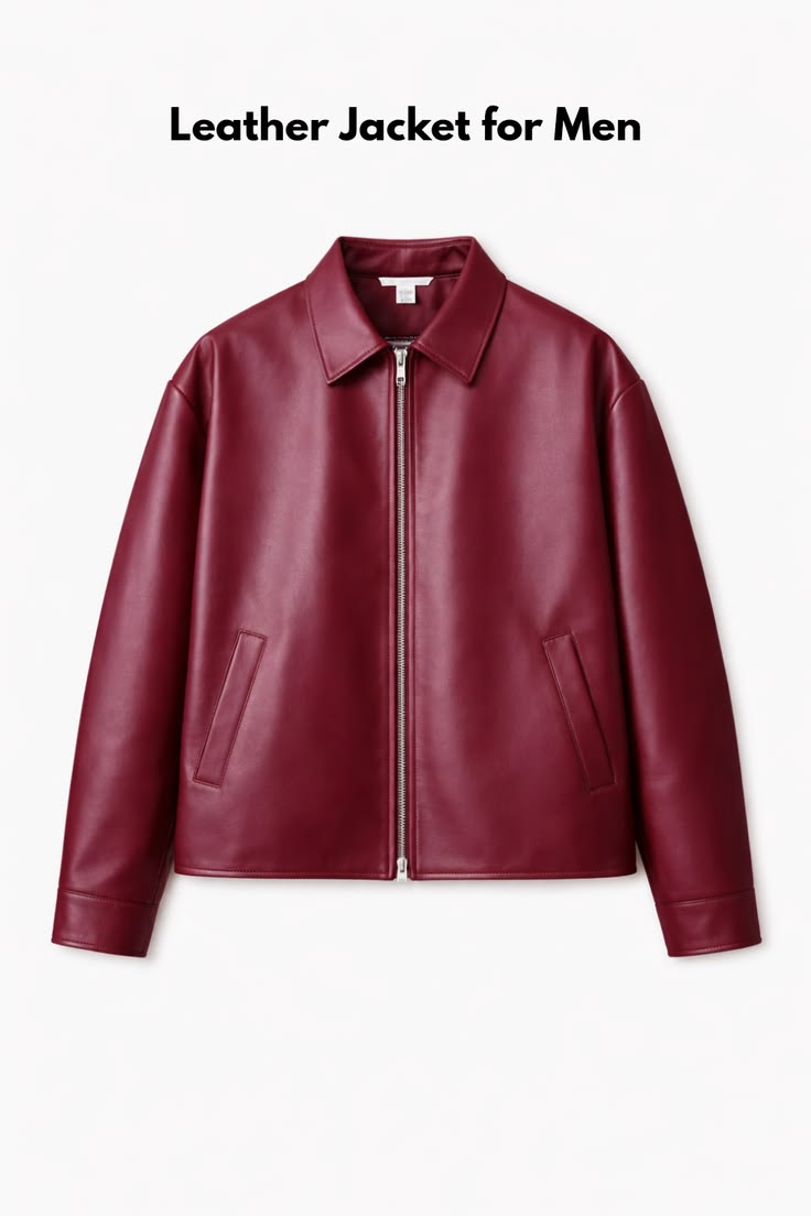 Maroon leather jacket premium streetwear