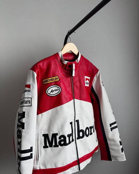 **DripMozo Marlboro Inspired Racing Jacket | Premium Vintage Motorsport Streetwear**