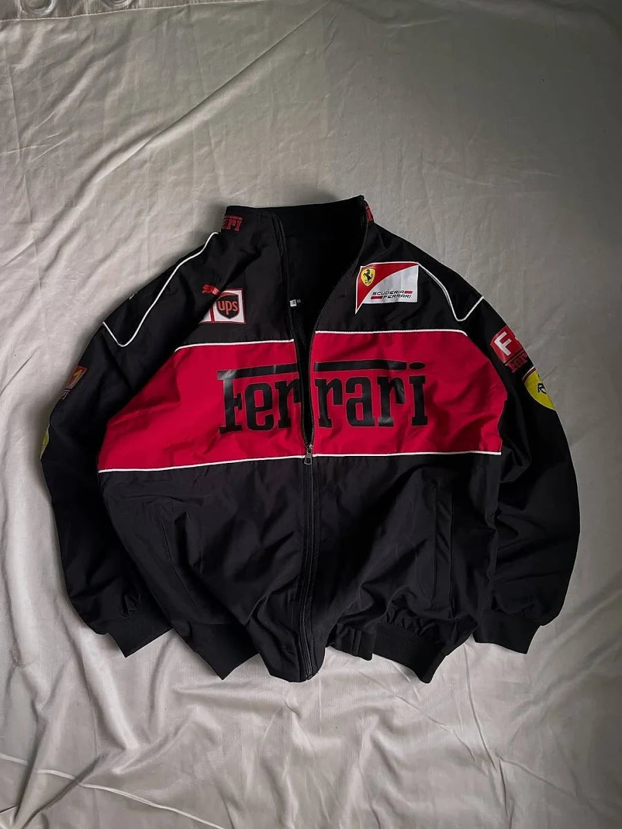 DripMozo Red Ferrari Inspired Racing Jacket | Premium Motorsport Streetwear